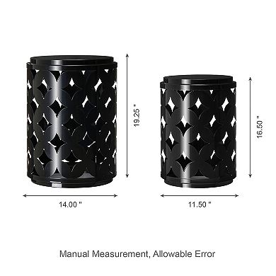 Glitzhome Set Of 2 Modern Industrial Round Side Tables