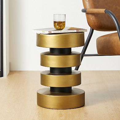 Glitzhome Modern Industrial Round Side Table