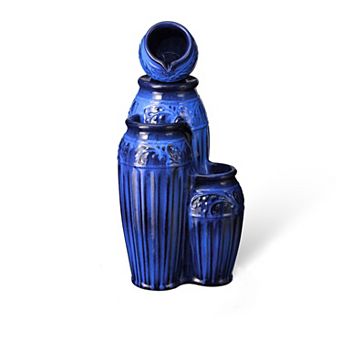 Glitzhome Outdoor Garden Water Fountain With Led Lights And Pump