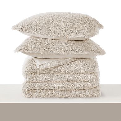 Unikome Luxurious Faux Fur 3PC Winter Comforter Set Ultra Soft Cozy Bedding