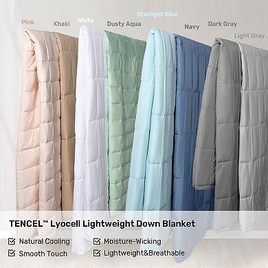 Unikome Cool To The Touch Tencel™ Lyocell Silk Blanket - Oversize 75% Down Blanket For Hot Sleepers