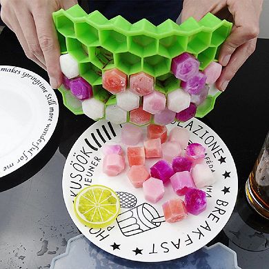 Silicone Ice Cube Trays for Freezer with Lid 37 Grid