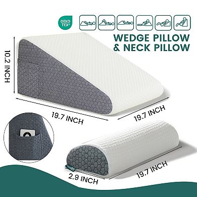 Unikome Slow Rebound Memory Foam Wedge Pillow, Reading Support Pillow, White