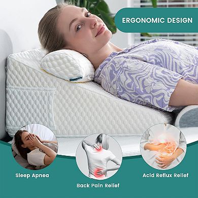 Unikome Slow Rebound Memory Foam Wedge Pillow, Reading Support Pillow, White