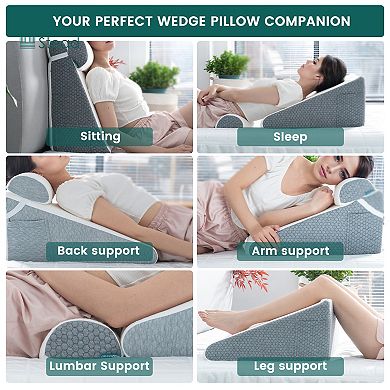 Unikome Slow Rebound Memory Foam Wedge Pillow, Reading Support Pillow, White