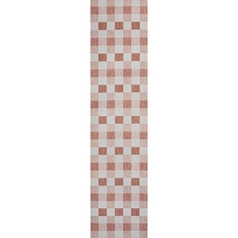 Darcy Traditional Geometric Bold Gingham Indoor/outdoor Runner Rug