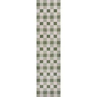 Darcy Traditional Geometric Bold Gingham Indoor/outdoor Runner Rug