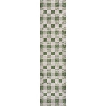 Darcy Traditional Geometric Bold Gingham Indoor/outdoor Runner Rug
