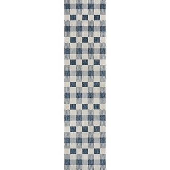 Darcy Traditional Geometric Bold Gingham Indoor/outdoor Runner Rug