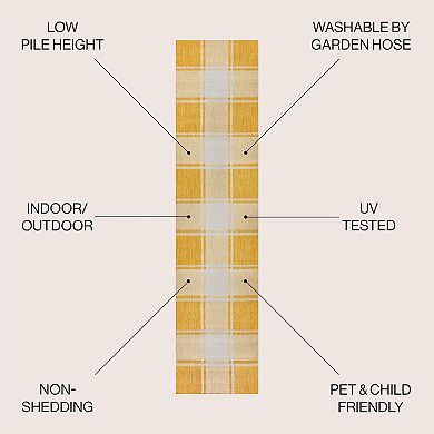 Sabine Traditional Farmhouse Bold Gingham Indoor/outdoor Runner Rug