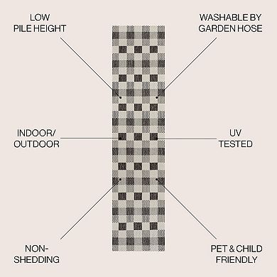 Cyrus Modern Geometric Tile Pattern Indoor/outdoor Runner Rug