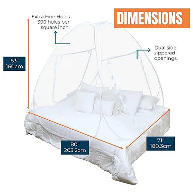 Mekkapro Mosquito Net For Bed, Portable Pop Up Mosquito Net, 80" X 71" X 63"