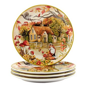 Certified International Woodland Critters 4 pc Dinner Plate Set