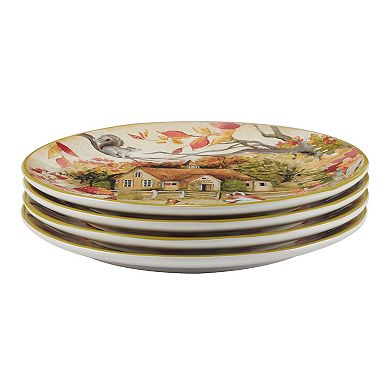 Certified International Woodland Critters 4 pc Dinner Plate Set