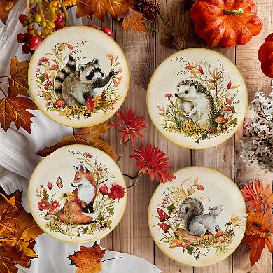 Certified International Woodland Critters 4 Piece Salad Plate Set