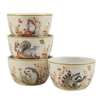 Certified International Woodland Critters 4 pc Ice Cream Bowl Set