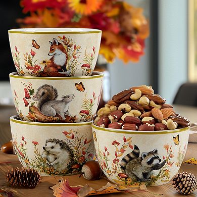 Certified International Woodland Critters 4 pc Ice Cream Bowl Set