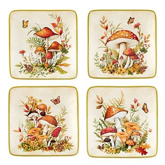 Certified International Woodland Critters 4 pc Canape Plate Set