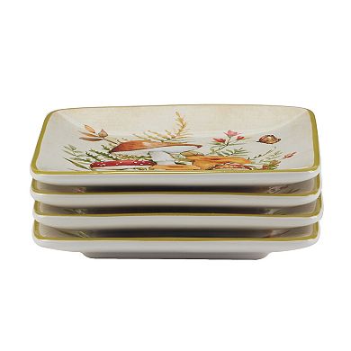 Certified International Woodland Critters 4 pc Canape Plate Set