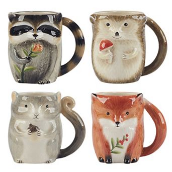 Certified International 4 pc Woodland Critters 3D Mug Set
