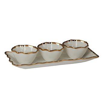 Certified International Regency Gold 4 pc Tray & Bowl Set
