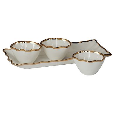 Certified International Regency Gold 4 pc Tray & Bowl Set