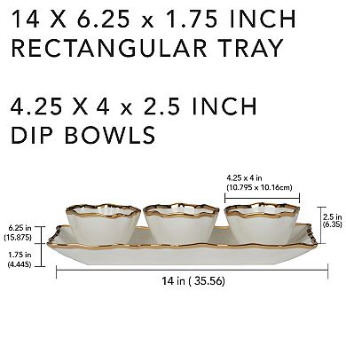 Certified International Regency Gold 4 pc Tray & Bowl Set