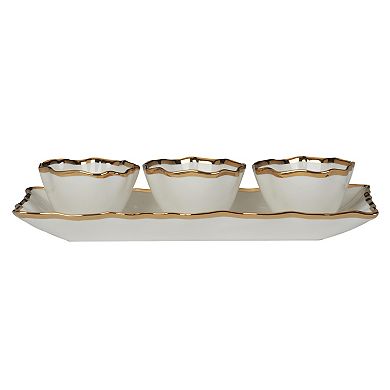 Certified International Regency Gold 4 pc Tray & Bowl Set