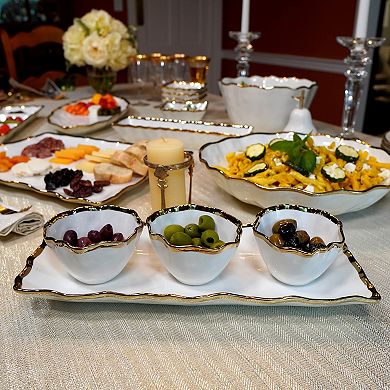 Certified International Regency Gold 4 pc Tray & Bowl Set
