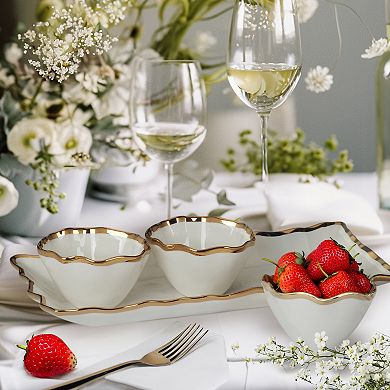Certified International Regency Gold 4 pc Tray & Bowl Set