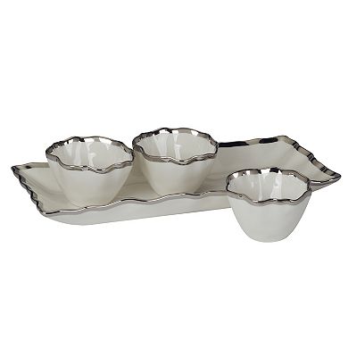 Certified International Regency Silver 4 pc Tray and Bowl Set