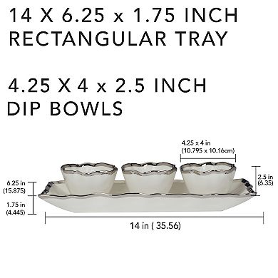 Certified International Regency Silver 4 pc Tray and Bowl Set