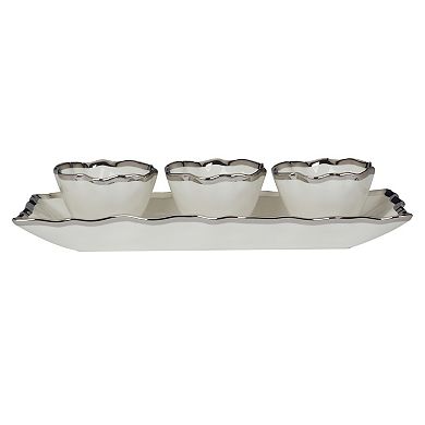 Certified International Regency Silver 4 pc Tray and Bowl Set