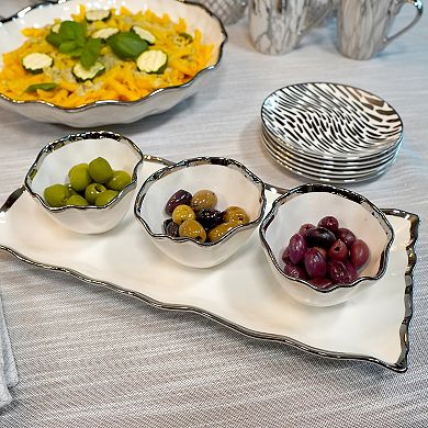 Certified International Regency Silver 4 pc Tray and Bowl Set