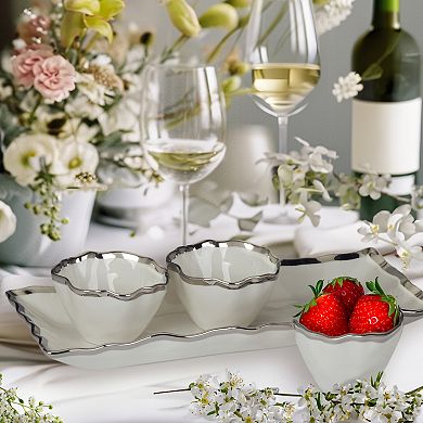 Certified International Regency Silver 4 pc Tray and Bowl Set