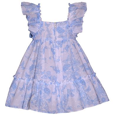 Baby & Toddler Girl Bonnie Jean Flutter Sleeved Toile Clip Dot Dress with Headband