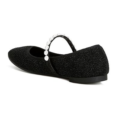 London Rag Corphee Pearl Strap Glitter Women's Ballerinas