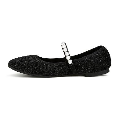 London Rag Corphee Pearl Strap Glitter Women's Ballerinas