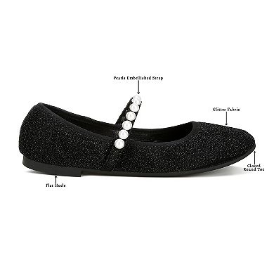 London Rag Corphee Pearl Strap Glitter Women's Ballerinas