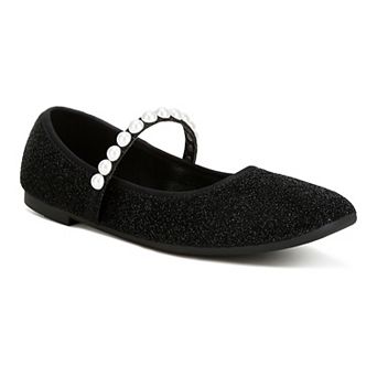 London Rag Corphee Pearl Strap Glitter Women's Ballerinas