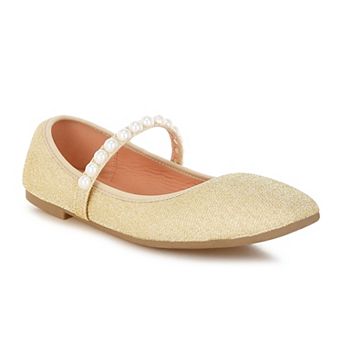 London Rag Corphee Pearl Strap Glitter Women's Ballerinas