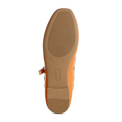 London Rag Floral Eyelet Women's Strapped Ballet Flats