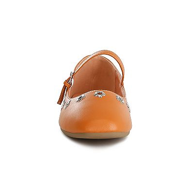 London Rag Floral Eyelet Women's Strapped Ballet Flats