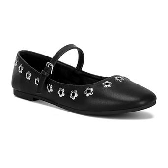 London Rag Floral Eyelet Women's Strapped Ballet Flats