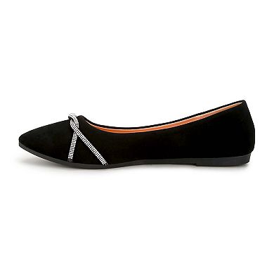 London Rag Rhinestone Faux Leather Women's Ballerinas