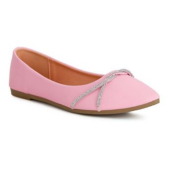 London Rag Rhinestone Faux Leather Women's Ballerinas