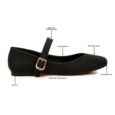 London Rag Herma Glitter Pin Buckle Women's Ballerinas