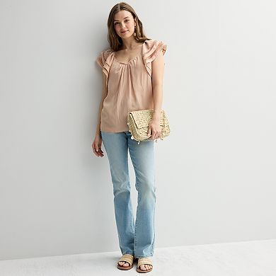 Women's Chelsea & Theodore Ruffle Sleeve Woven Airflow Blouse