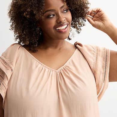 Plus Size Chelsea & Theodore Ruffle Sleeve Blouse