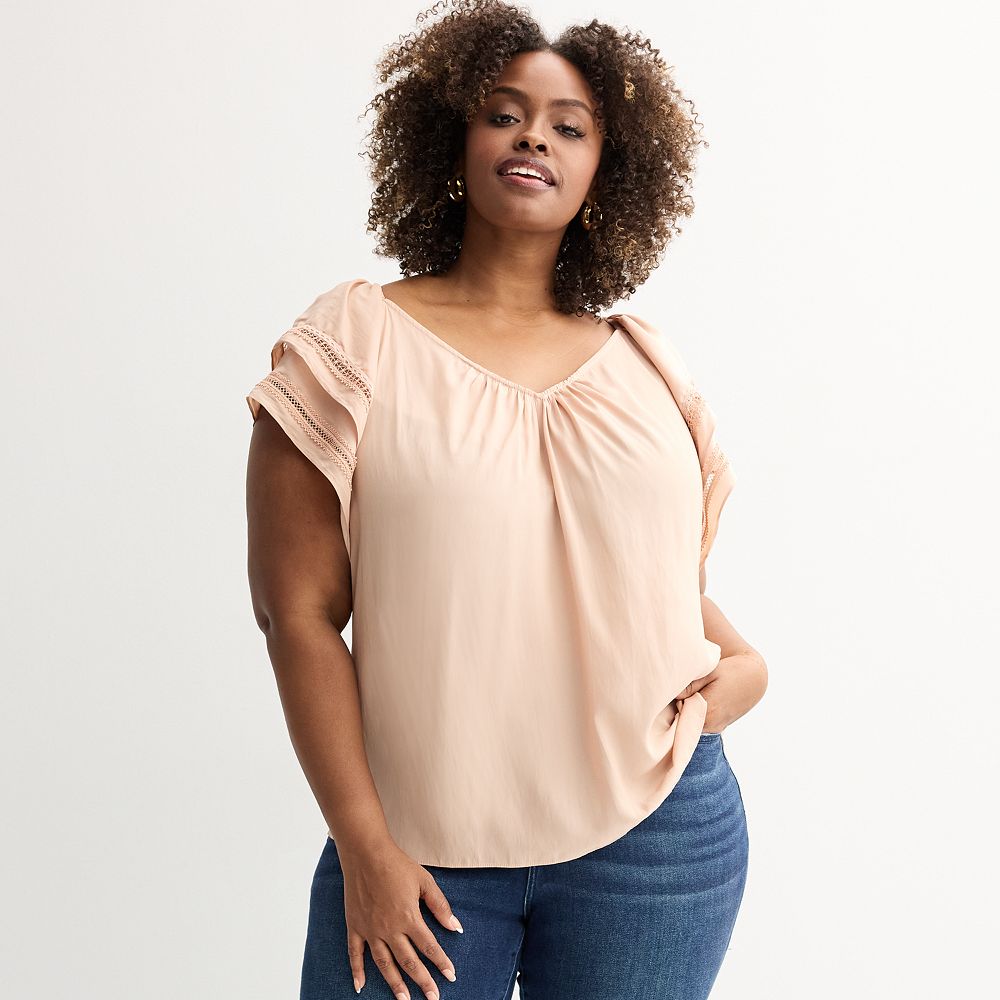 Plus Size Chelsea & Theodore Ruffle Sleeve Blouse